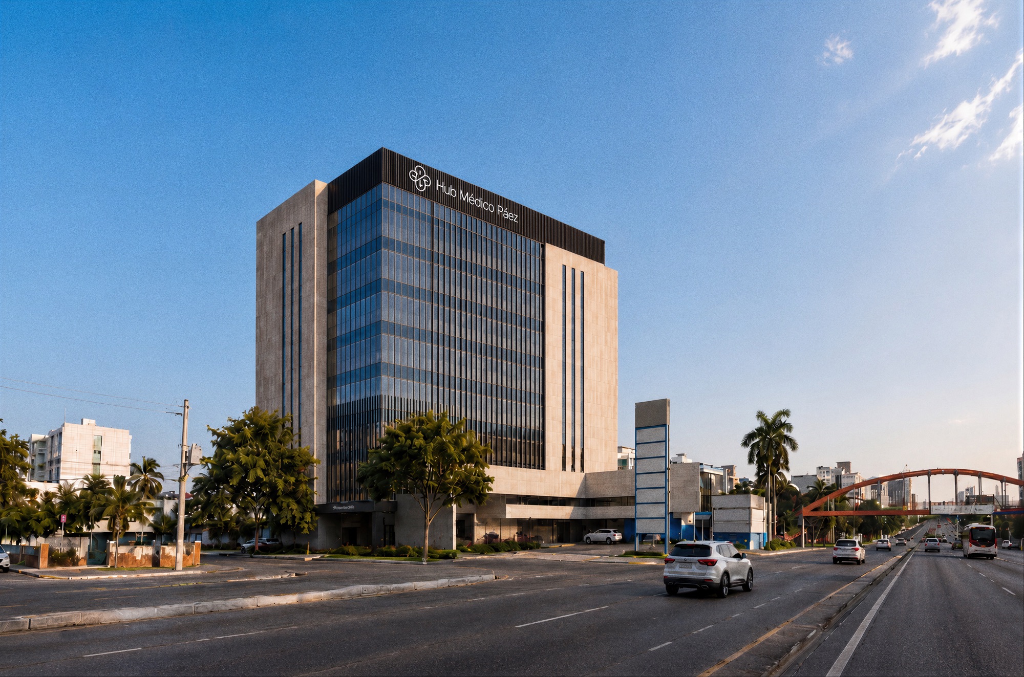 Hub Médico PÁEZ — torre sobre la avenida
